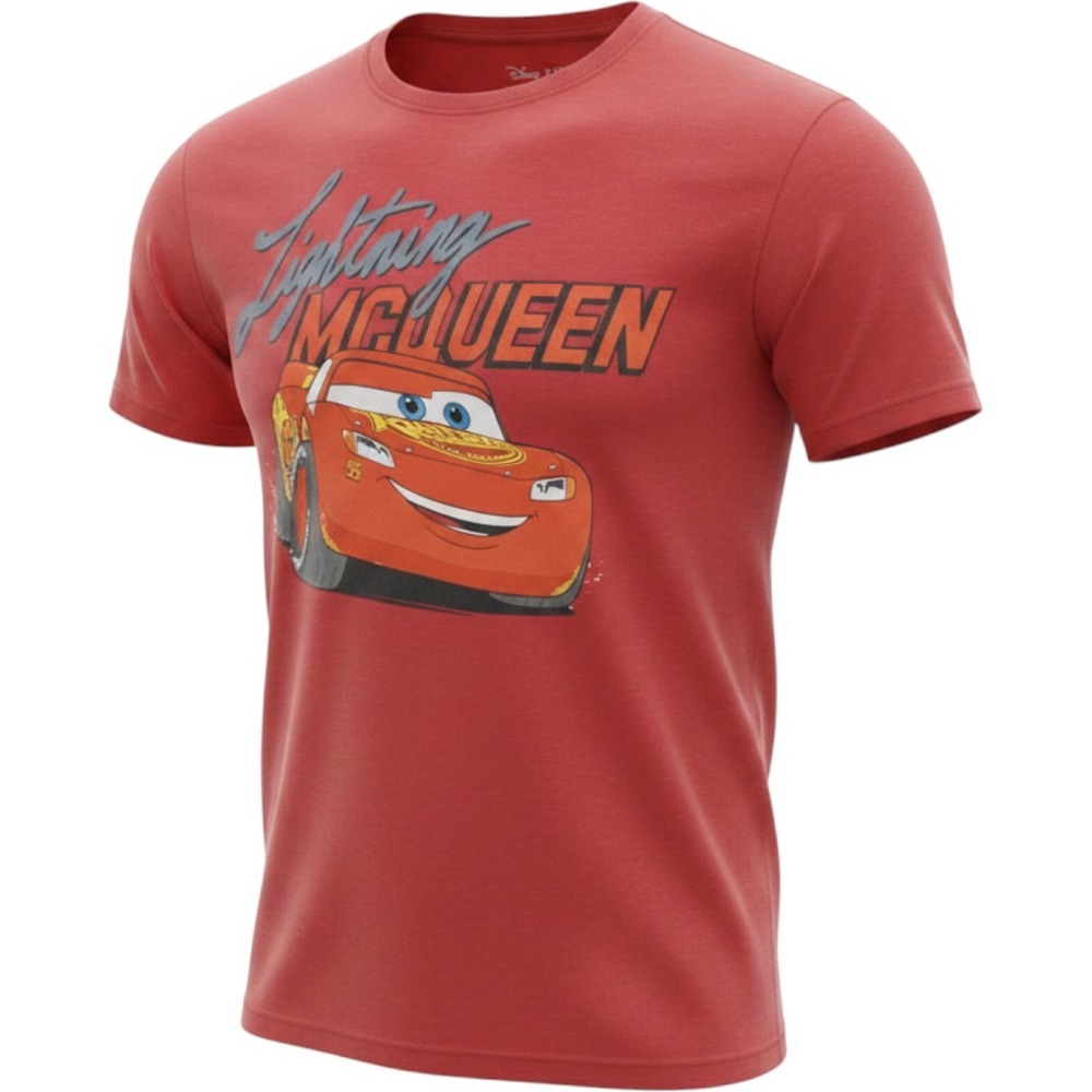 Disney‎ Pixar Cars Lightning McQueen Red Double Sided Graphic T-Shirt Small New